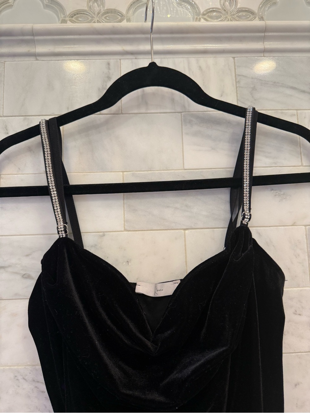 rhinestone strap velvet Dress
